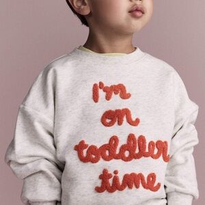 Otter Avenue Carters Cream Sweatshirt with Orange Embroidered Toddler Time 3T